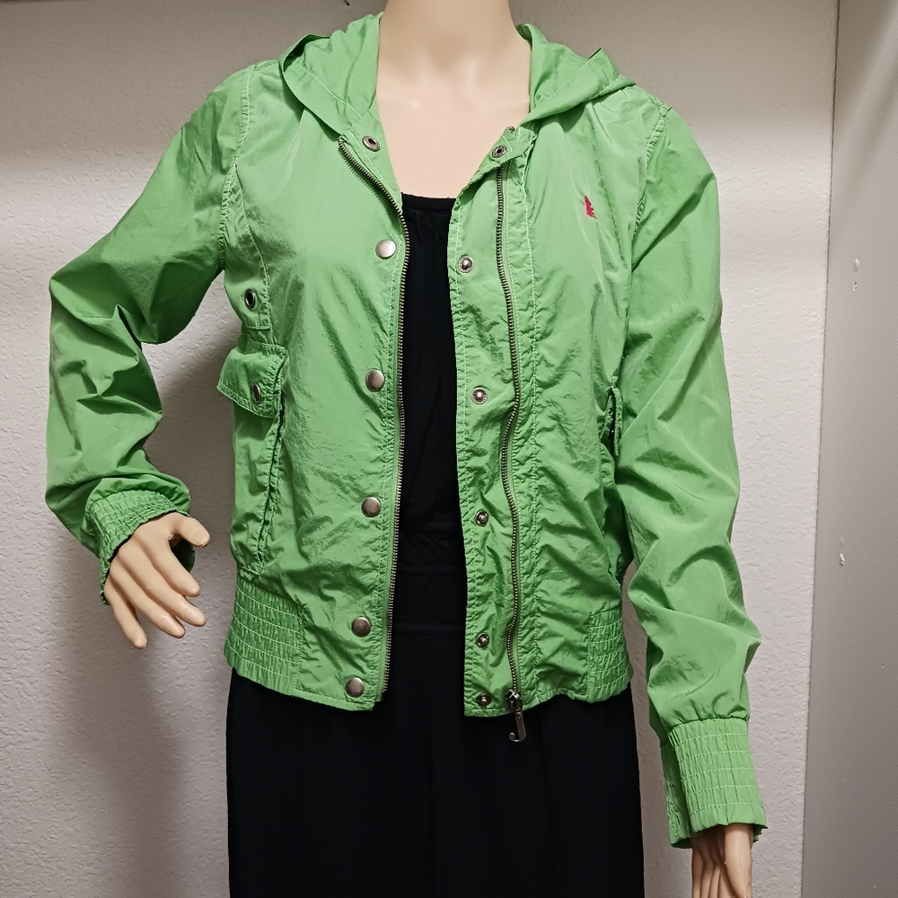 Juicy Couture Lightweight Green Windbreaker With Hood Size Medium